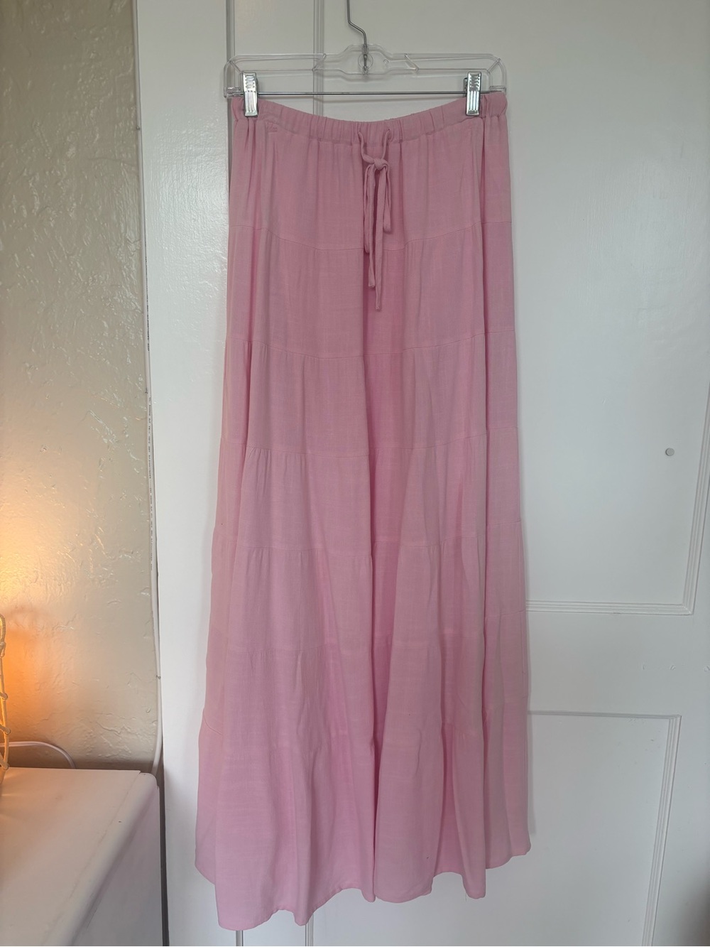Peppermayo Light Pink Tiered Maxi Skirt